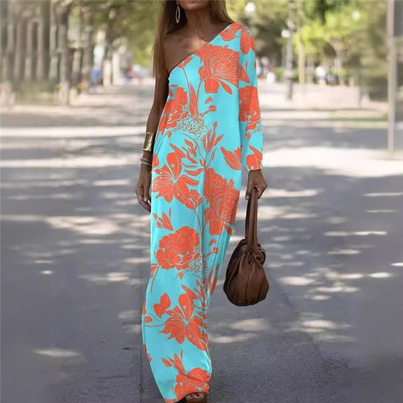 Off-Shoulder Solid Color Knit Loose Dress