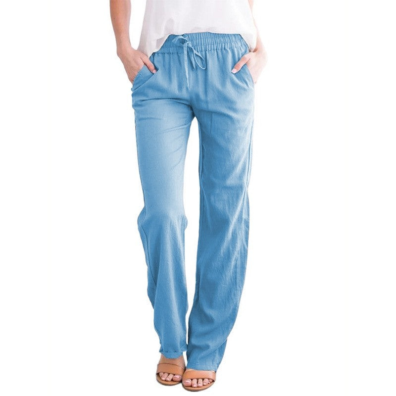 Relaxed Wide-Leg Pants with Adjustable Drawstring - Casual and Comfortable