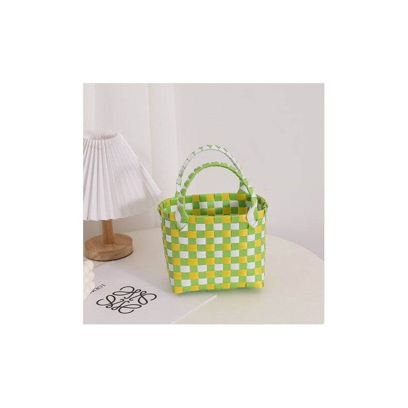 Colorful Cartoon Square Handwoven Basket Bag
