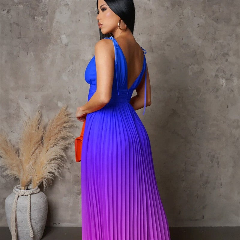 Sure! Here is an optimized title for your clothing product in English:
"Ombre Spaghetti Strap Backless Maxi