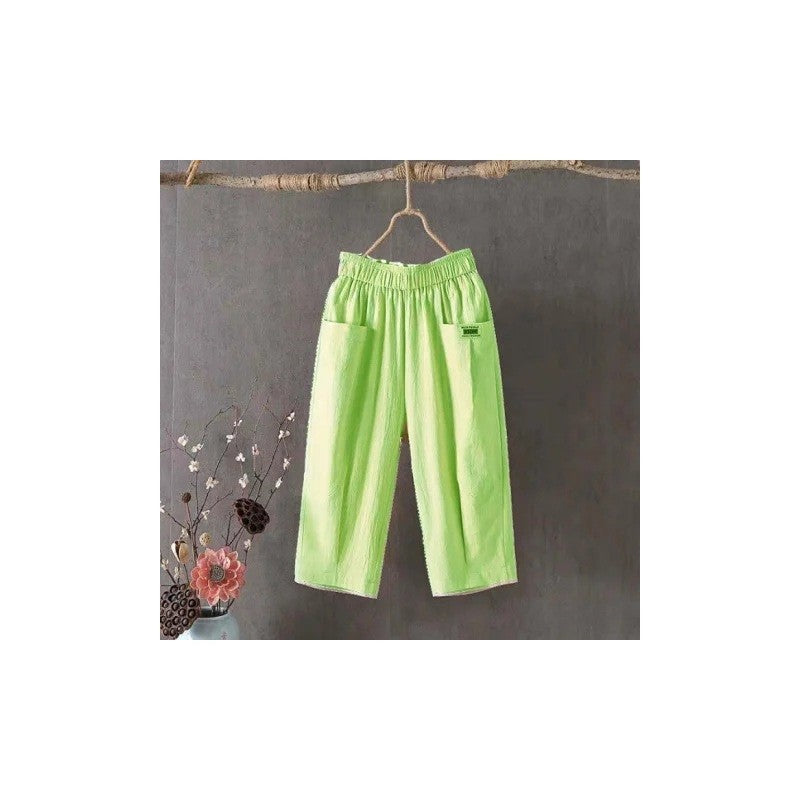 Breathable Loose-Fit Cropped Harem Pants with Elastic Waist for Ultimate Comfort