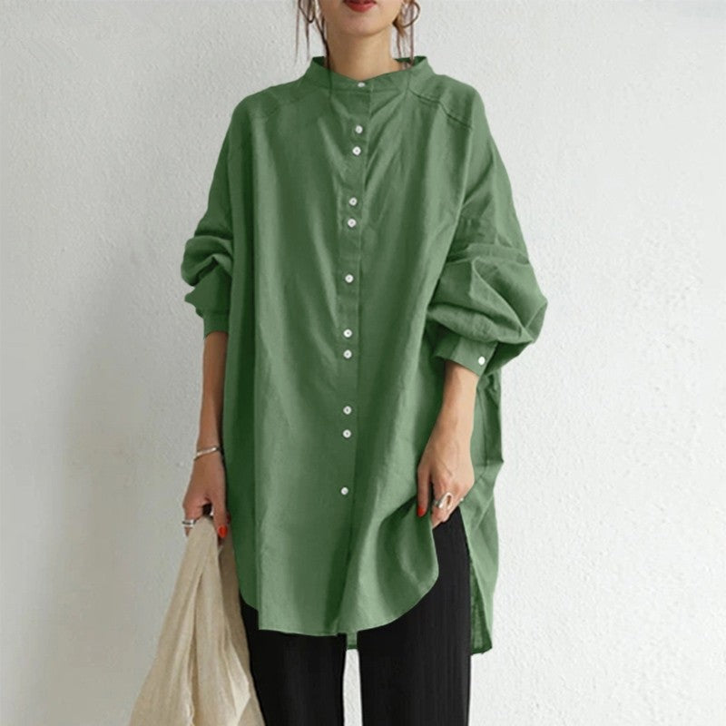 Loose Casual Solid Color Medium-Length Shirt