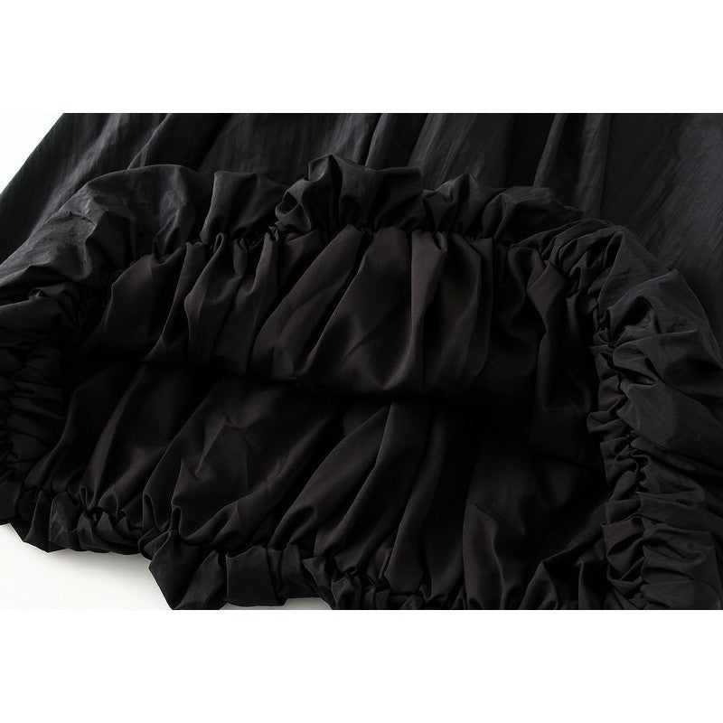 Sure! Here is an optimized title for your clothing product in English:
"Chic Solid Color Elastic Waist A-Line Lantern Sk