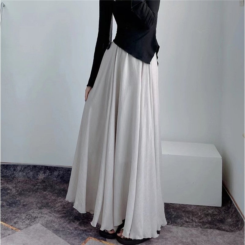 Solid Color Asymmetrical A-Line Midi Skirt