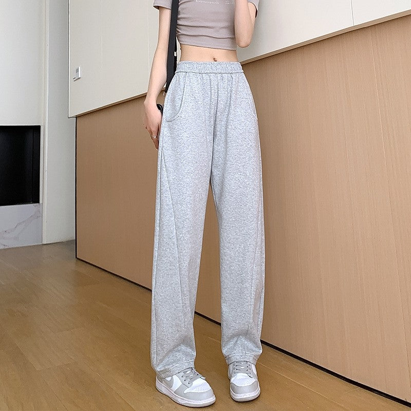 Elastic Waist Sports Pants in Solid Color