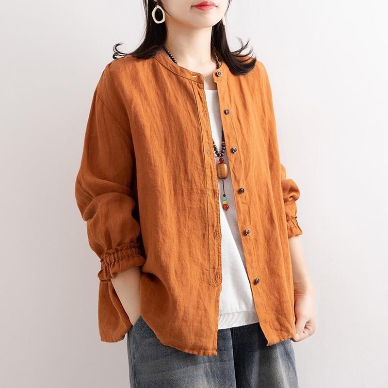 Sure! Here is an optimized title for your clothing product:
"Relaxed Fit Linen and Cotton Shirt Jacket