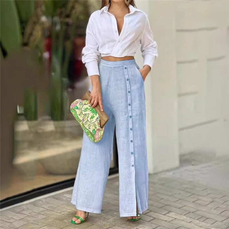 Monochrome Shirt and Pants Ensemble