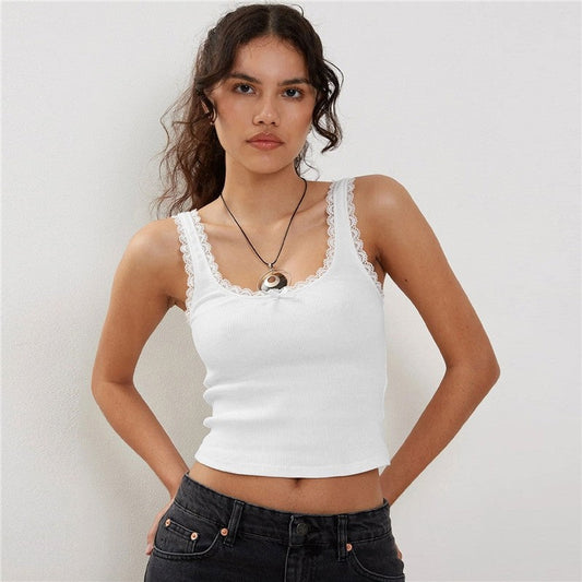 Knit Camisole with Solid Color Detail