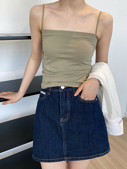 Simple Casual Solid Color Spaghetti-Neck Vest Top