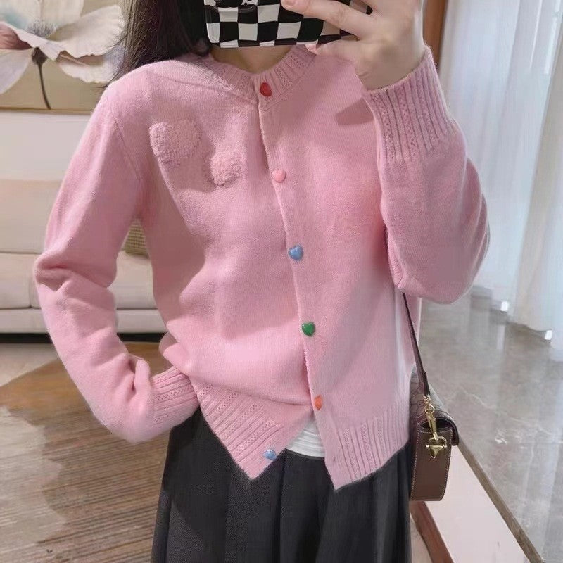Solid Color Long Sleeve Single Breasted Knitted Cardigan Sweater