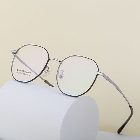 Ultra-Light Half-Titanium Square Frame Eyeglasses Plain Glasses