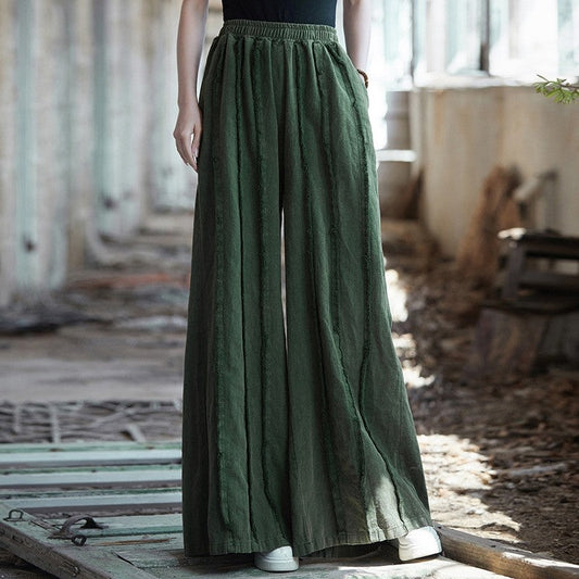 Solid Color Elastic Waist Corduroy Pant Skirt