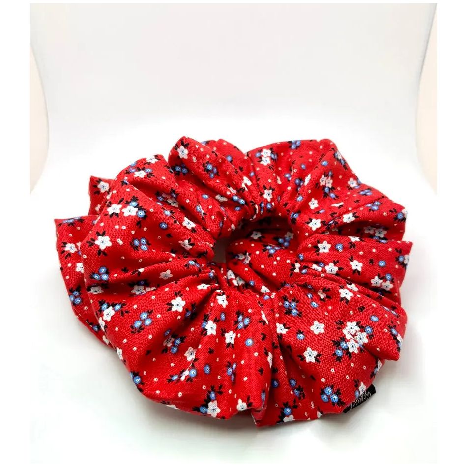 Red Floral Patriotic Scrunchie