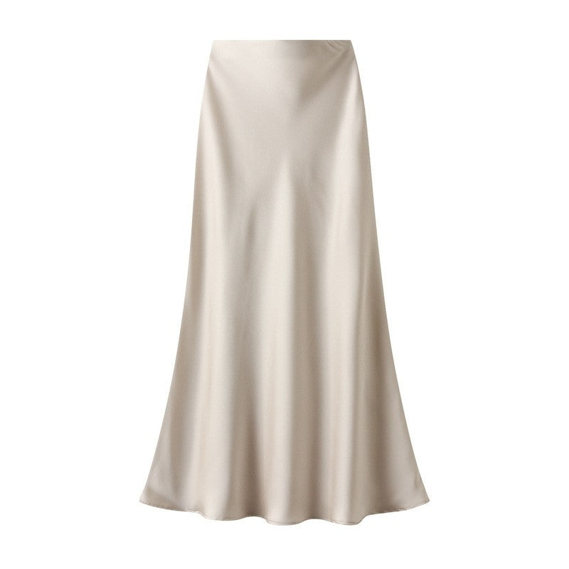 High Waisted Satin Fishtail Maxi Skirt