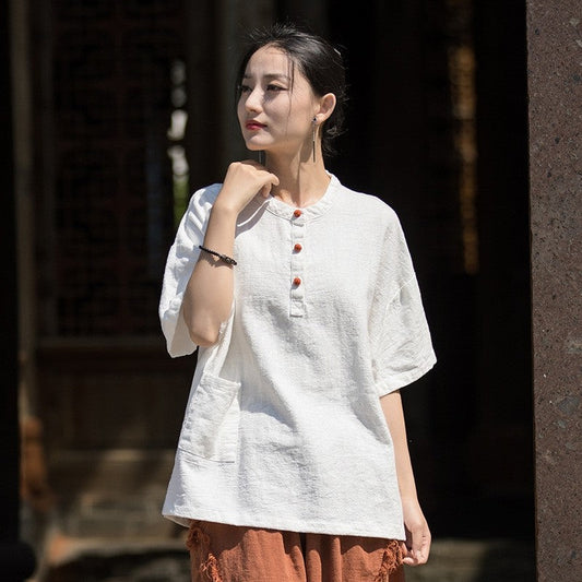 Loose Fit Color Block Half Sleeve T-Shirt