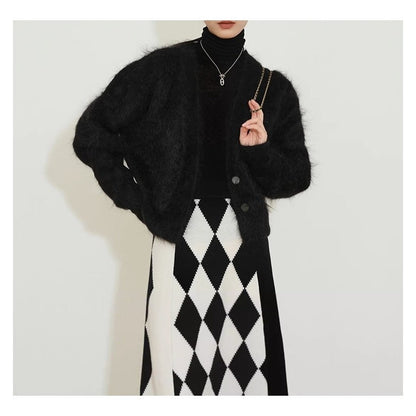 Imitation Mink Velvet Retro Solid Color Long Sleeve Short Cardigan Outerwear