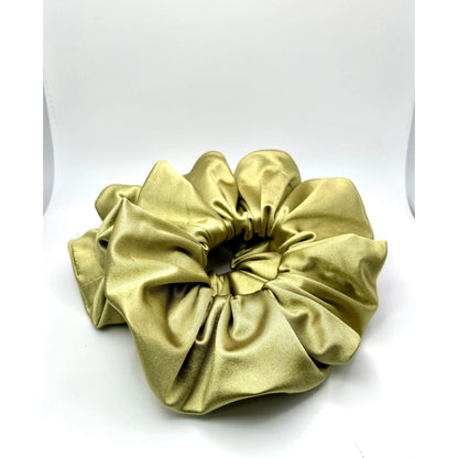 Golden Olive Stretch Silk Scrunchie