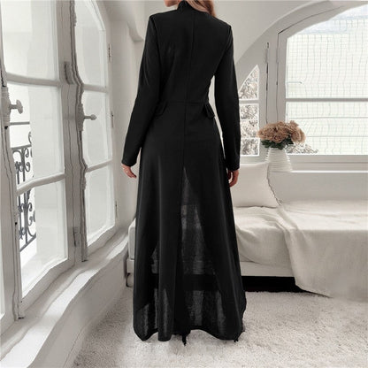 Solid Color Long Sleeve Half Turtleneck Zipper Irregular Outerwear