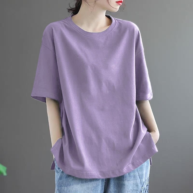 Casual Loose-Fit Solid Color T-Shirt