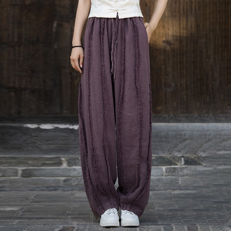Solid Color Sand Washed Brushed Drawstring Pants