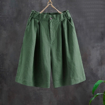 Women's Wide Leg Cotton Blend High Waist Casual Pants