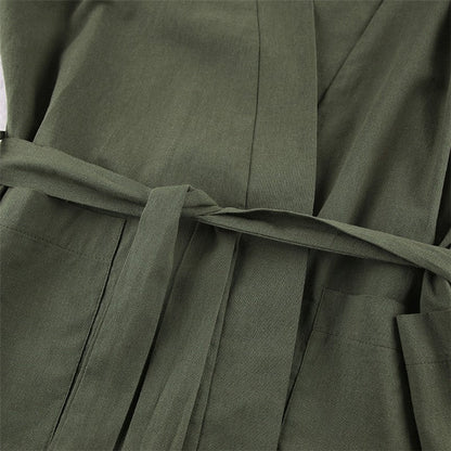 Women's Cotton Linen Lightweight Two-Piece Pajama Set