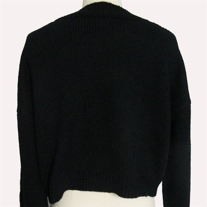 Loose Fit Embroidered Knit Cardigan Without Buttons