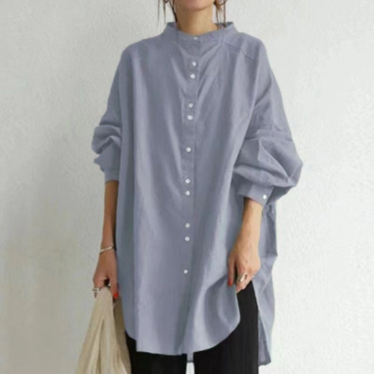 Loose Casual Solid Color Medium-Length Shirt