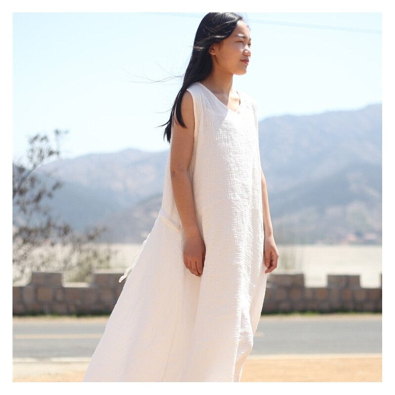 Relaxed Fit Double-Layered Solid Color Dress