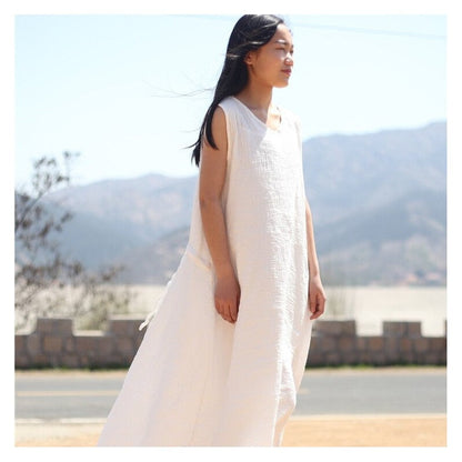 Relaxed Fit Double-Layered Solid Color Dress