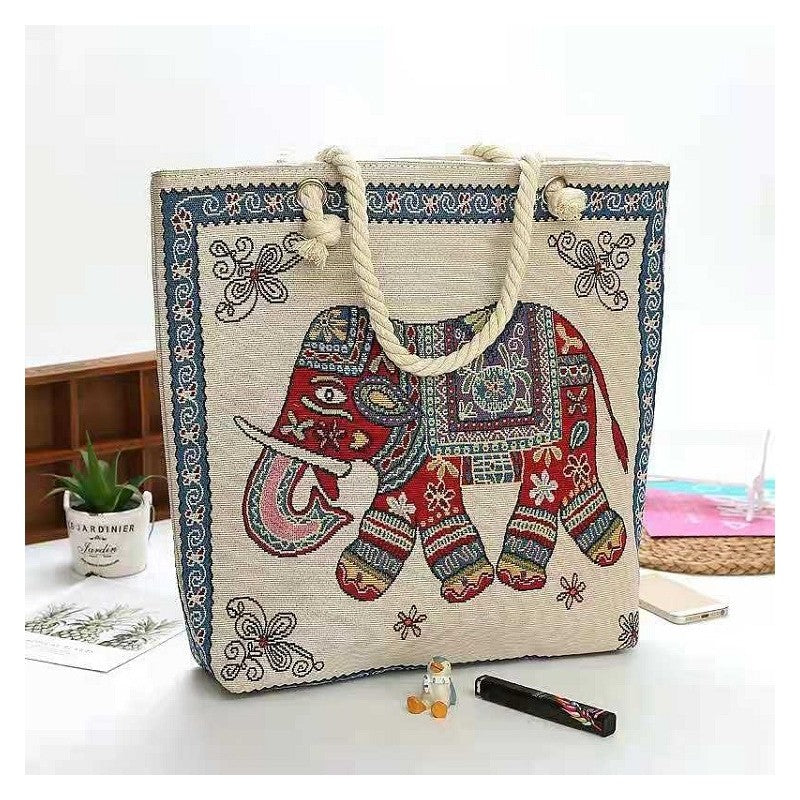 Stylish Embroidered Rope Shoulder Bag