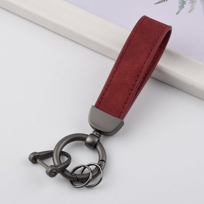 Solid Color Metal Leather Keychain Fashion Accessory