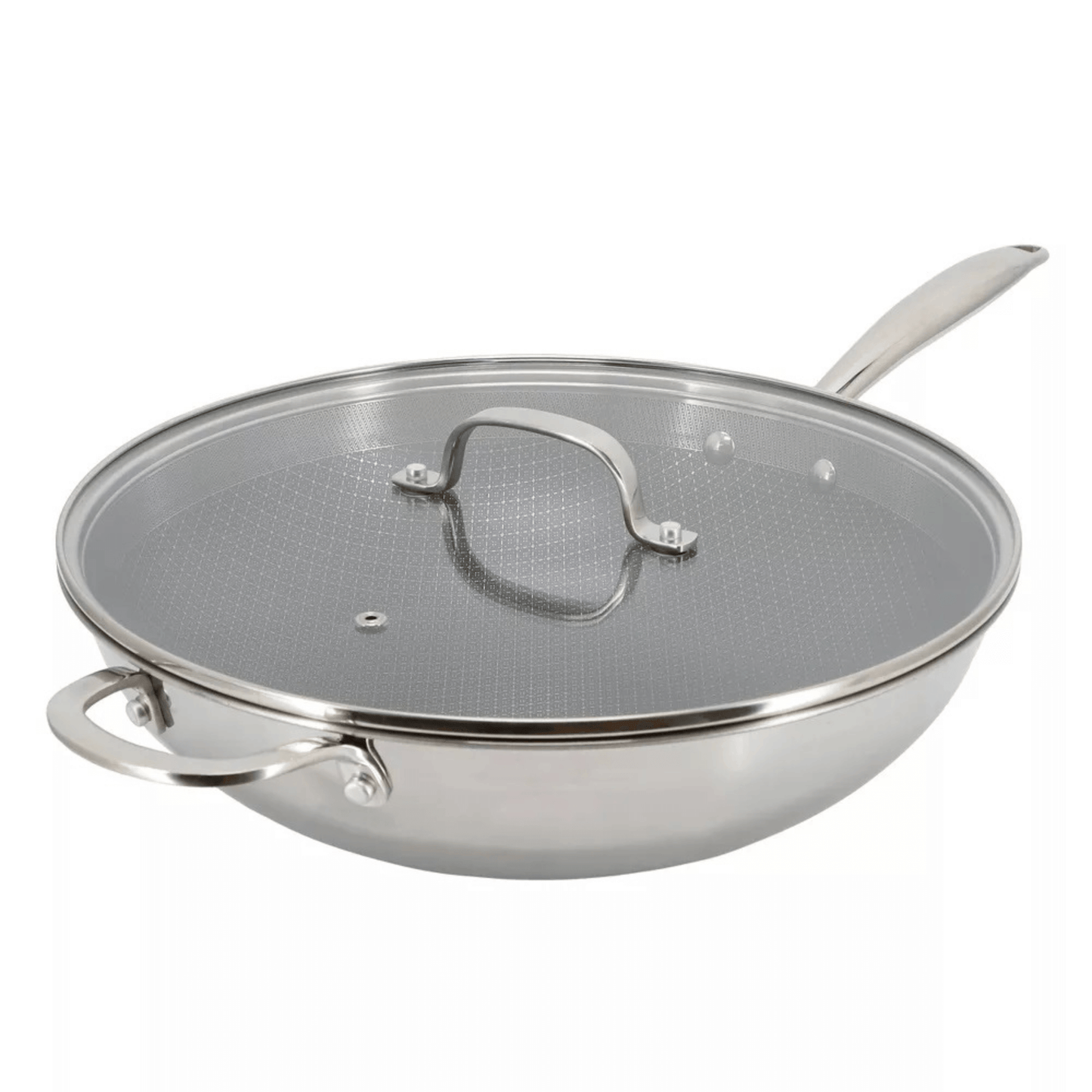 Better Chef 12.5-Inch 3-Ply Stainless Steel Nonstick Wok with Lid