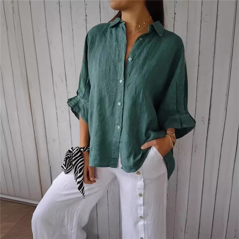 Relaxed Fit Solid Color Back Strap Blouse