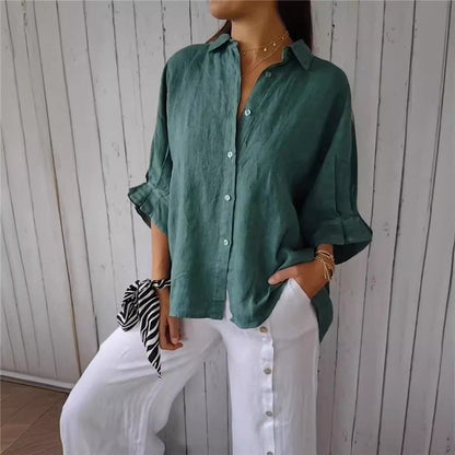 Relaxed Fit Solid Color Back Strap Blouse