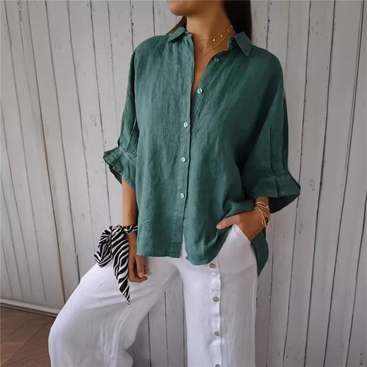 Relaxed Fit Solid Color Back Strap Blouse