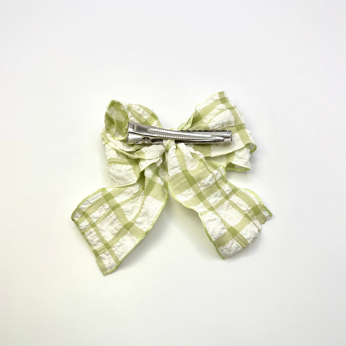 Green Gingham Spring Double Bow