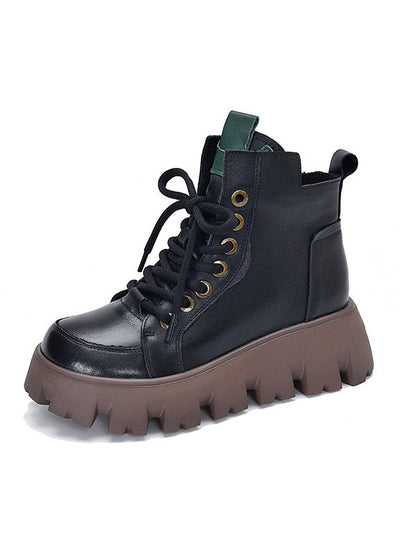 Vintage Cow Leather Platform Shoes Boots
