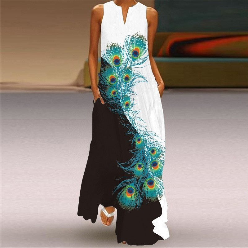 Floral Sleeveless V-Neck Casual Dress