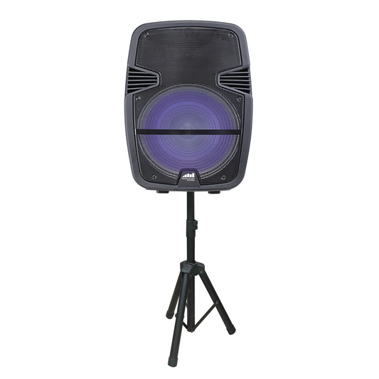Naxa Portable 15 inch Bluetooth Party Speaker with Disco Light & Stand