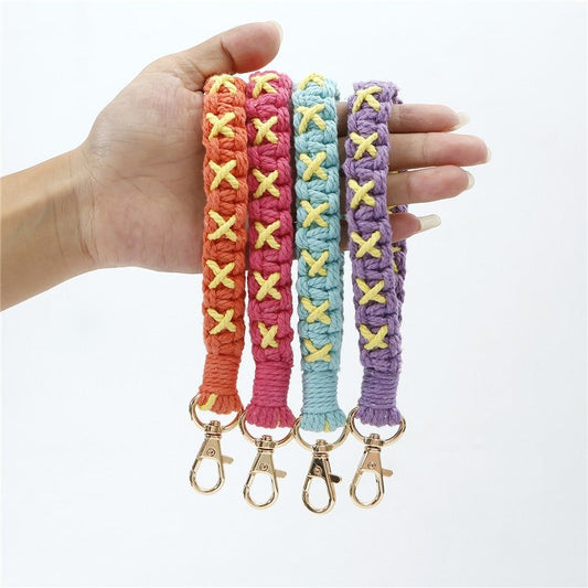 Handwoven Colorful Wristband Keychain for Stress Relief