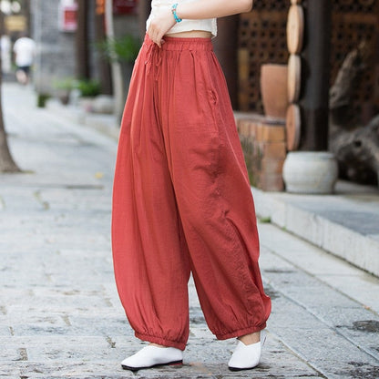 Solid Color High Waist Lantern Pants