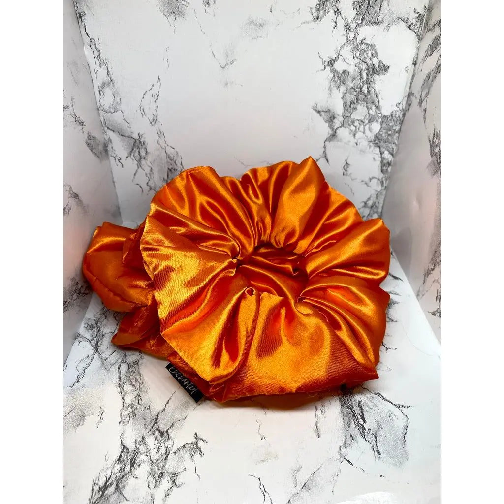 Orange Silk Fall Scrunchie