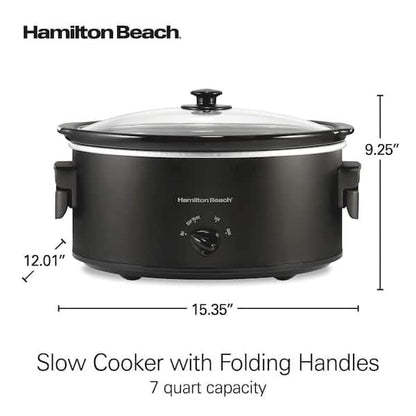 Hamilton Beach 7 qt. Black Slow Cooker with Folding Handles