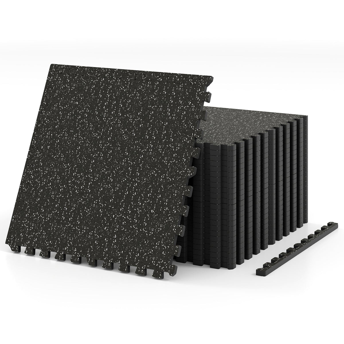 0.79 inch Thick Rubber Top Exercise Mat 48 Sq Ft with Boarders