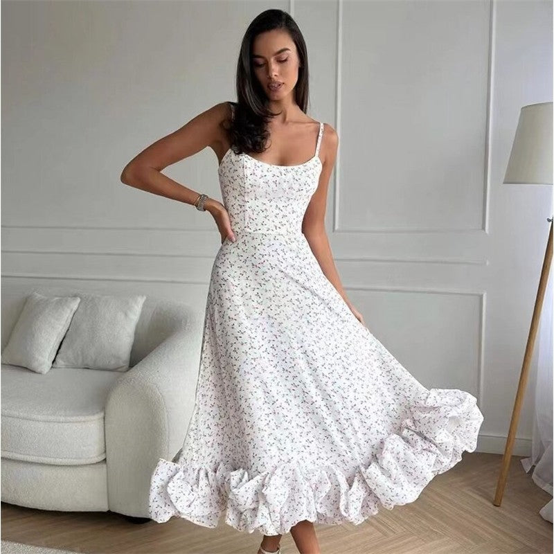 Solid Color Halter A-Line Swing Dress