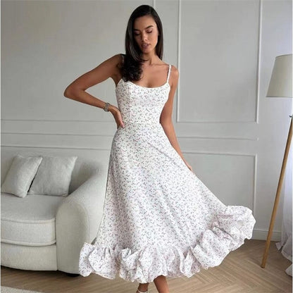Solid Color Halter A-Line Swing Dress