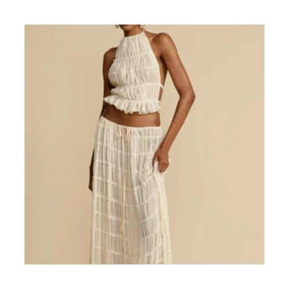 Strappy Backless Crop Top and Skirt Co-ord Set