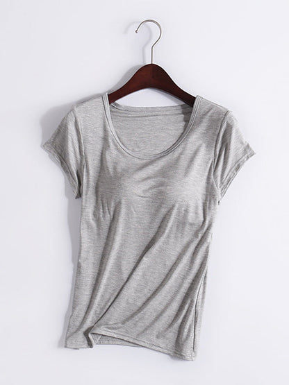 Modal Solid Color Short Sleeve Yoga Casual T-Shirts