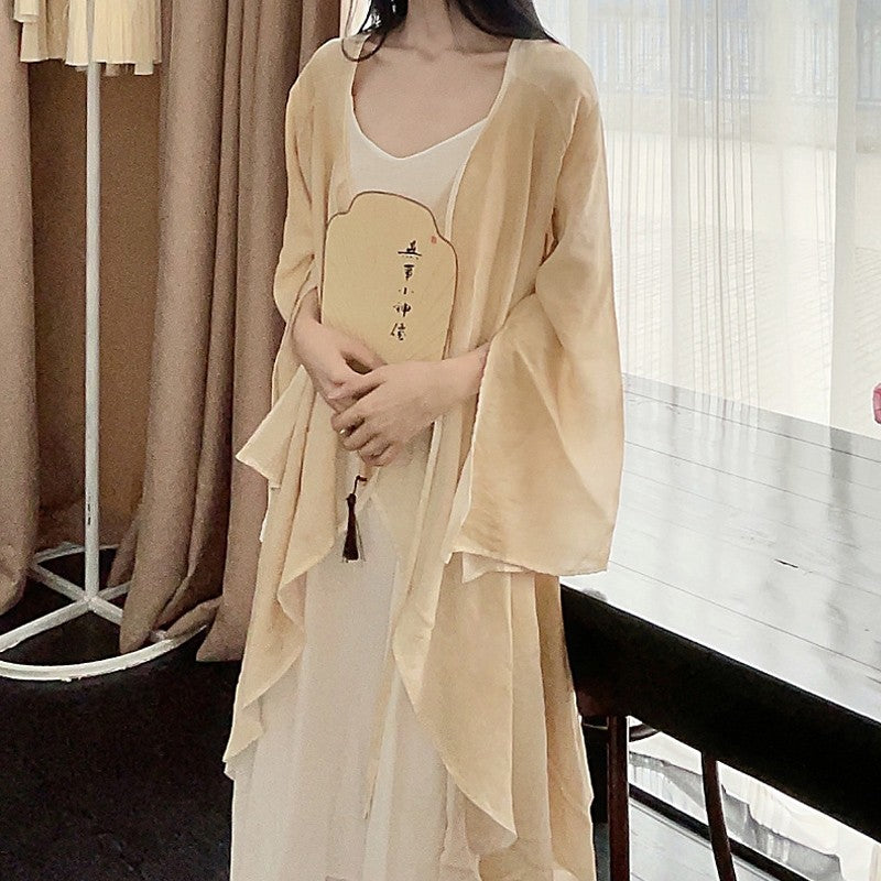 Long Sleeve Irregular Retro Thin Tied Casual Loose Cardigan
- Optimized Title: Vintage Long Sleeve Irregular Tie Up